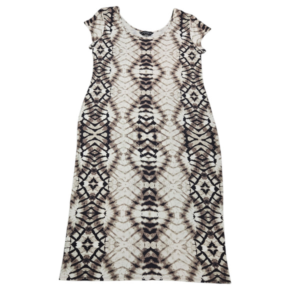 Dorothy Perkins Wom 14 Short Sleeve Brown Tie Dye Dress Spring Summer Comfort - Picture 2 of 9